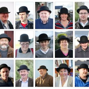 Part of collection of Inis Oirr people waring a bowler hat